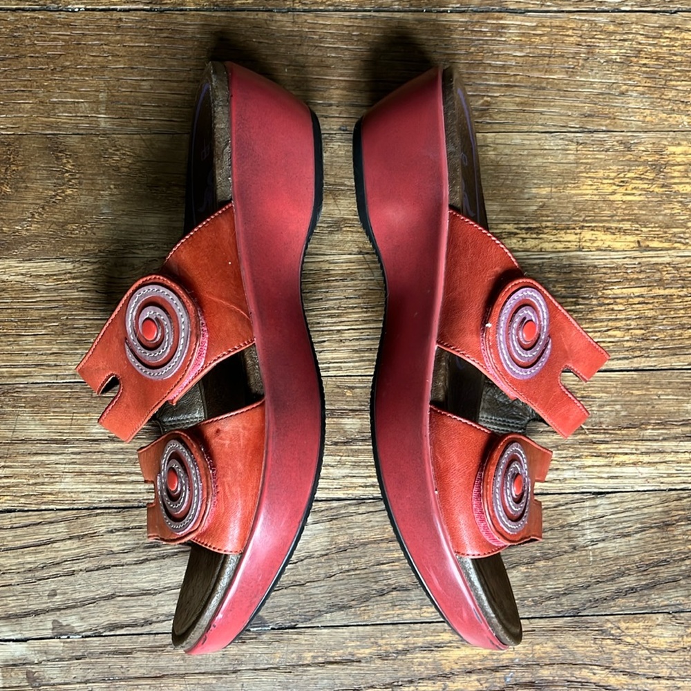 Dansko platform slide sandals orange leather swirl 38 fits US 7.5 & 8 - Picture 3 of 15